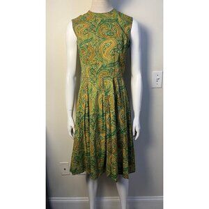 VINTAGE 60'S KERRYBROOKE PAISLEY PLEATS DRESS 2/4
